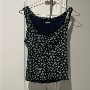 Old Navy Black and White Tie Front Camisole